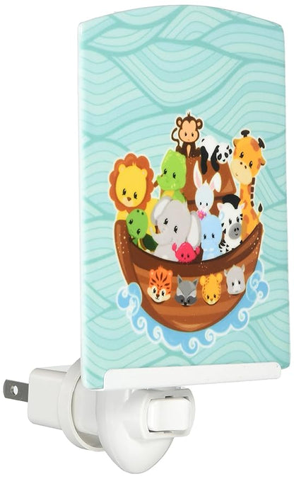 Caroline's Treasures BB7021CNL Noah's Ark Ceramic Night Light Compact, UL-Certified, Ideal for Bedroom, Bathroom, Nursery, Hallway, Kitchen, 6x4x3, Multicolor