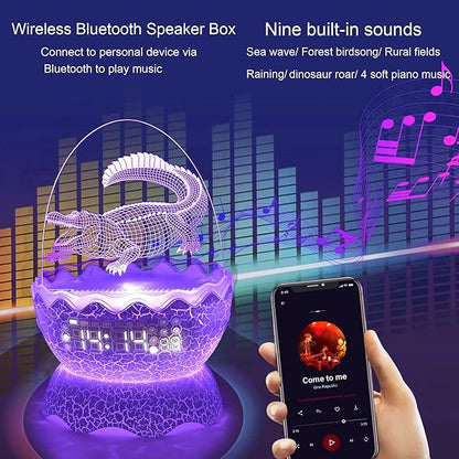 Alligator Egg Night Light for Bedroom, Remote Control & White Noise Bluetooth Speaker, 14 Colors LED Night Lights for Kids Room, Best Gift & Decoration for Children's and Adults' Bedroom