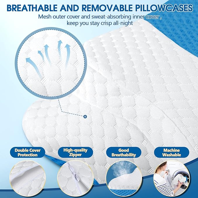 5X Pain Relief Cervical Pillow for Neck and Shoulder Support,Hollow Design Cervical Memory Foam Pillows, Orthopedic Ergonomic Neck Pillow,Contour Bed Pillow for Side,Back,Stomach Sleeper…