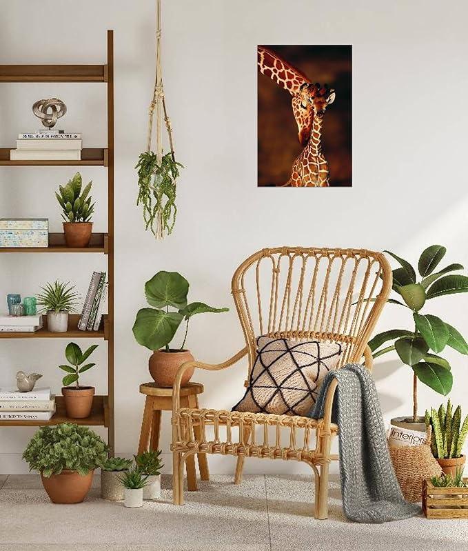 Canvas Wall Art Prints Giraffe and Baby by Lantern Press, Animals Decor, 24" x 36"