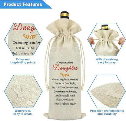 Graduation Gifts for Daughter Wine Bag 2024 College Graduation Gifts for Her Inspirational Graduation Gift for Daughter Bachelor's Degree Master's Degree Doctoral Degree Graduation Gifts Wine Cover