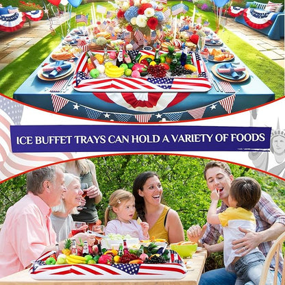 3 Pcs Patriotic Inflatable Serving Bars Summer Ice Buffet Salad Serving Trays Ice Holder for Party 4th of July Party Supplies, Independence Day Fourth of July Party BBQ Cooler Indoor Outdoor