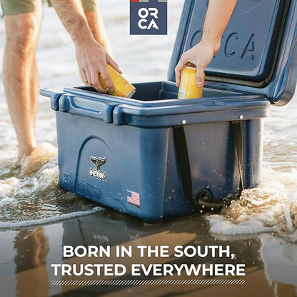 ORCA Hydra 66oz | Insulated, Stainless Steel Water Bottle with Powder Coat Finish & Silicone Grip Whale Tale Handle, Dishwasher Safe Sports Bottle — Blaze Orange