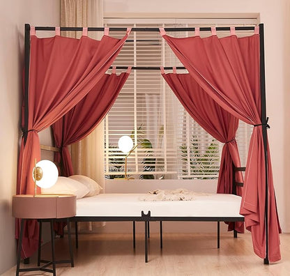 Akiky Canopy Bed Curtains 4 Corner Bed Canopies Terracotta Canopy Curtains Panel 8 Drapery Panel Curtain for All Bed Sizes