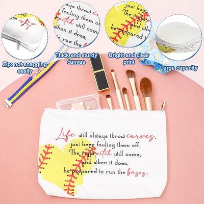4 Pieces Sports Gifts Set - Hair Scrunchies, Elastic Hair Bands, Ball Charm Bracelet, Zipper Pouch, and Tumbler for Women