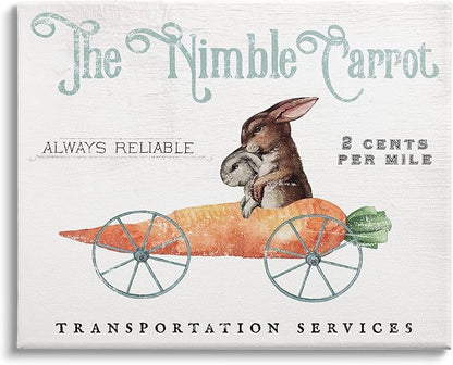 Stupell Industries Vintage Easter Bunny The Nimble Carrot Transportation Advertisement Canvas Wall Art, 48 x 36, White