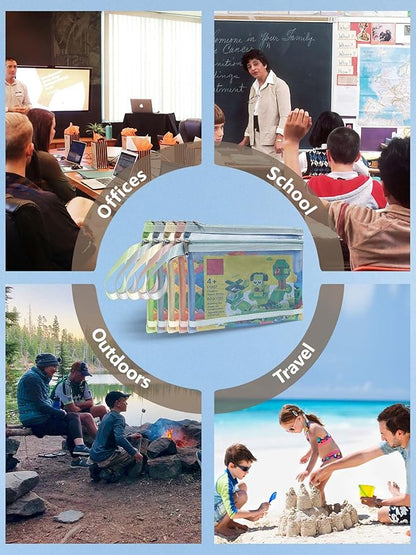 A5-2Layers 10 Pack Colored Mesh Zipper Pouch Bags, Double-Layer Nylon Puzzle Building Block Sets Toy Storage & Organization, Breathable See Through Zipper Pouch