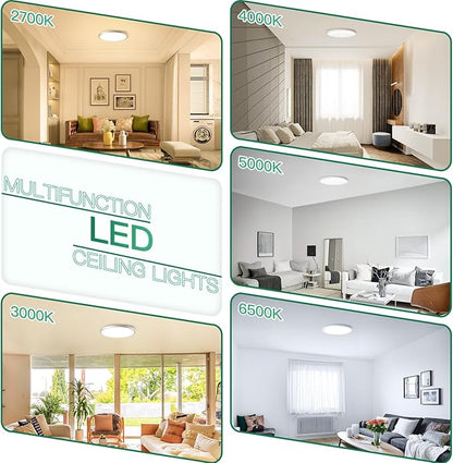 Brightever 7 Inch Flush Mount Ceiling Light, 12W 1200LM LED Ceiling Light Fixtures, 2700K/3000K/4000K/5000K/6500K Color Selectable, 0.67 Inch Ultra Thin Flat Ceiling Lights for Bedroom Kitchen Pantry