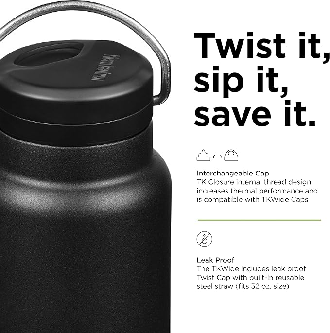 Klean Kanteen TKWide 32oz (w/Twist Cap) - Black
