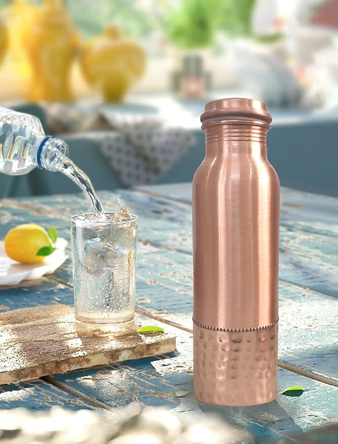 Ayurvedic Drinking Copper Water Bottle for Sports, Travel, Yoga & Everyday Use, Water Bottle for Gym, Office, Hiking, Outdoor Capacity 32 Oz (Design 11, 32 Oz)