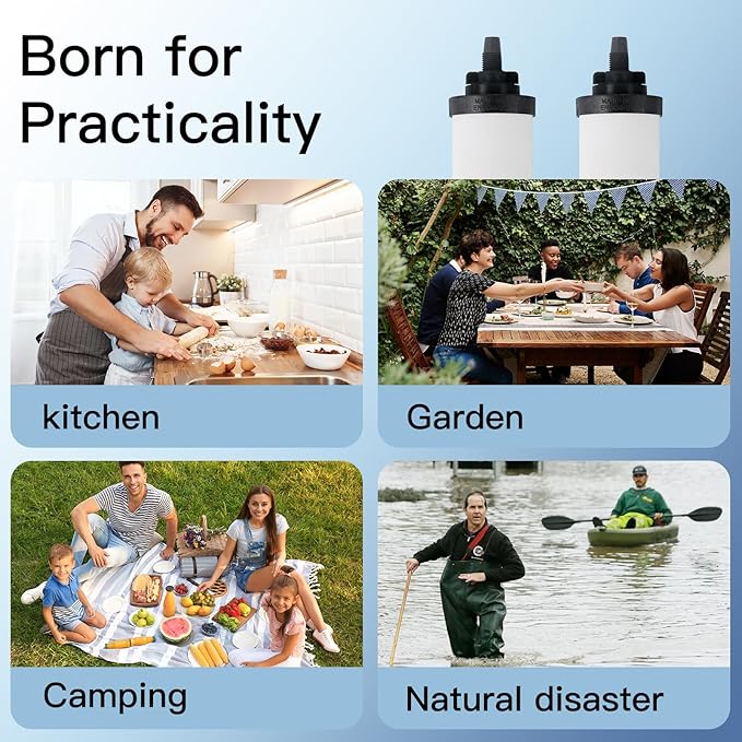 2PCS 7" Ceramic Filter, Replacement Filters Candle Activated Carbon for ProOne® Countertop Gravity Water Filter System, Household Water Bucket,Water Cooler Filtration Systems