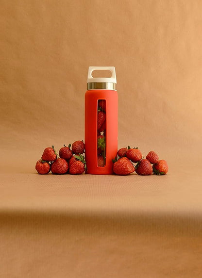 Sigg Dream Glass Water Bottle with Silicone, 0.65 Litre, Scarlet