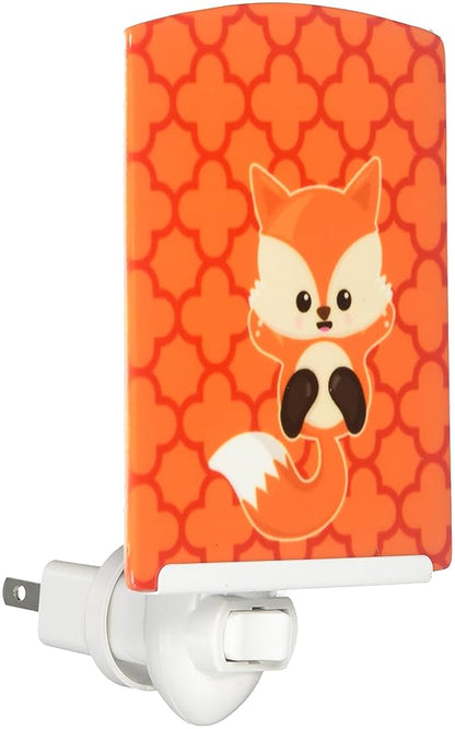 Caroline's Treasures BB7085CNL Baby Fox Quatrafoil Ceramic Night Light Compact, UL-Certified, Ideal for Bedroom, Bathroom, Nursery, Hallway, Kitchen, 6x4x3, Multicolor
