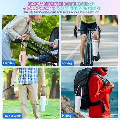 2PCS Water Bottle Handle - Strap Carrier Soft and Durable Silicone Water Bottle Sling Fits Most 8-40oz Bottles(1+5)