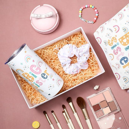 4 Pieces Sports Gifts Set - Hair Scrunchies, Elastic Hair Bands, Ball Charm Bracelet, Zipper Pouch, and Tumbler for Women