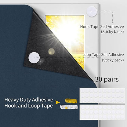 Portable Blackout Shades 100% Blackout Curtains for Bedroom Small Window Curtains No Light Kitchen Windows Insulated for Nursery for Baby Travel Curtain,Navy Blue,56" W x 160" L,1 Panel