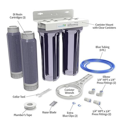 Aquatic Life Dual DI Color Changing Mixed Bed Resin Water Filtration System, Double Canister, Aquarium, Hydroponics