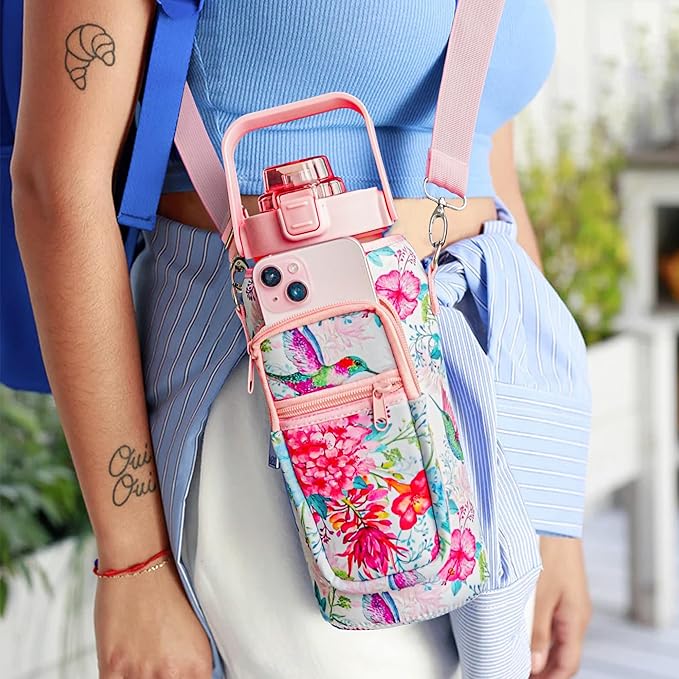 Hummingbird Half Gallon Water Bottle with Sleeve Water Bottle 64 Oz Water Bottle with Time Marker, Leakproof-Free Drinking Water Bottle, Sports Water Bottle Half Gallon Water Jugs