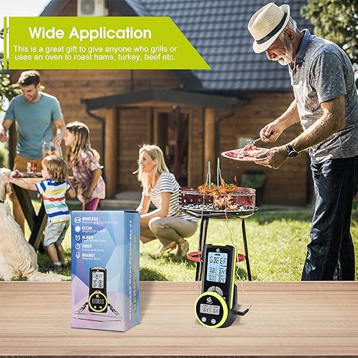 AIMILAR Remote Meat Thermometer for Cooking - Dual Probes Digital Meat Temperature Thermometer Magnetic for Grilling and Smoking with Clip Timer Alarm for Kithen Oven