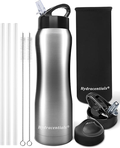 Insulated Stainless Steel Metal Water Bottle with Straw Lid - Vacuum Insulated Water Bottles, Keeps Hot and Cold - Sports Canteen Bottle