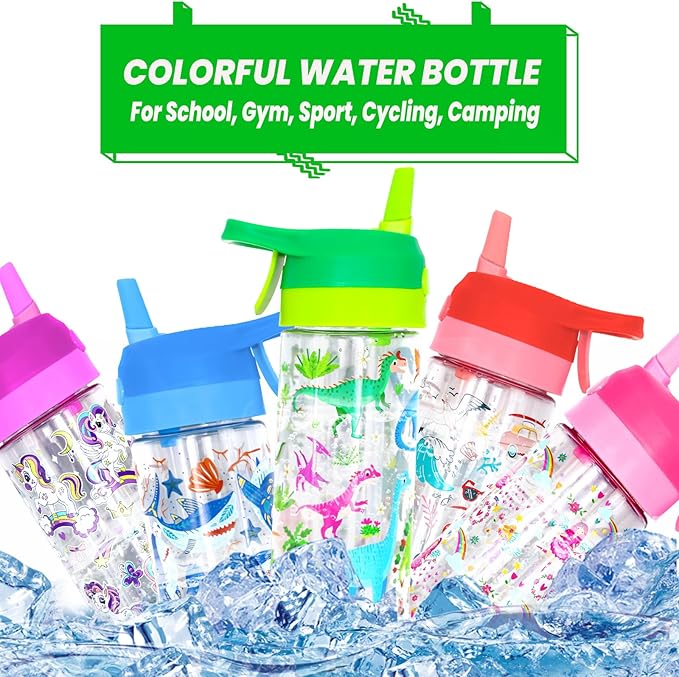 Kids Water Bottle with Spray Mist, 420ml Portable Kids Spray Drinking Bottle for Boys Girls School Cool Down and Hydrate
