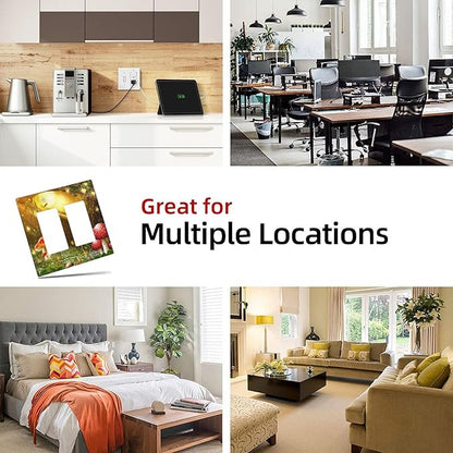 Red Mushroom Forest Fairy Moon Butterfly 2 Gang Rocker Decora Bohemian Light Switch Covers Decorative Dual Outlet Covers Wall Plate Electrical Faceplate Switchplate GFCI for Kidroom Nursery