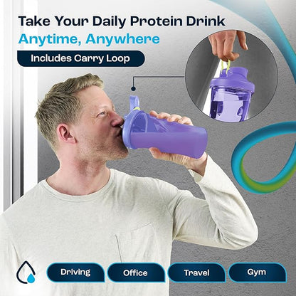 AQUAFIT Protein Shaker Bottle - Shaker Cups For Protein Shakes - Shaker Bottles For Protein Mixes, Protein Shaker Cup Bottle, Workout Shaker Bottle, Protein Shake Bottle, Mixer Bottle (Lilac)