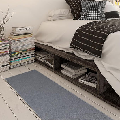 Machine Washable Modern Solid Design Non-Slip Rubberback 2x5 Traditional Runner Rug for Hallway, Kitchen, Bedroom, Entryway, 20" x 59", Gray