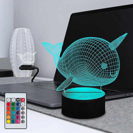 Whale LED Night Light 16 Color Change Touch Remote Control USB Charge Portable Lamp for Living Room Nursery Lamp Whale Animal lamp Decor