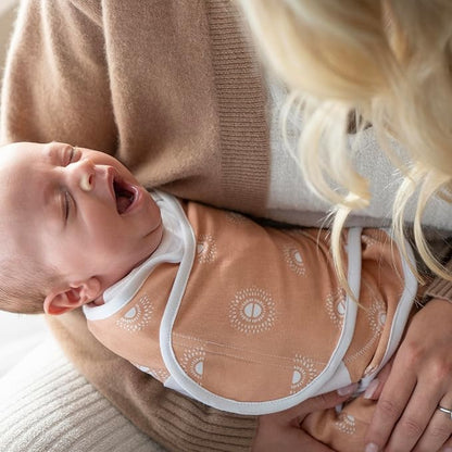 aden + anais, Cotton Knit Baby Wrap, Newborn Wearable Swaddle Blanket, 3 Pack, Orange Keep Rising, 0-3 Months