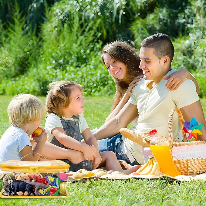 3 Packs Clear Toy Storage Bags- 9.4 x 6.7 x 4.3 Inch Transparent PVC Toy Organizing Bags with Zipper- Waterproof Toy Storage Organizer Pouch for Building Blocks, Small Toys (Yellow)
