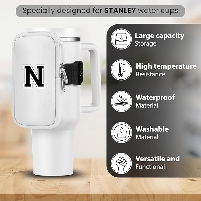 Mini Water Bottle Pouch for Stanley-Tumbler pouch with Zipper Pocket, Stanley pouch, Insulated Mug pouch, Tumbler carry holder pouch, Travel mug pouch | Waterproof
