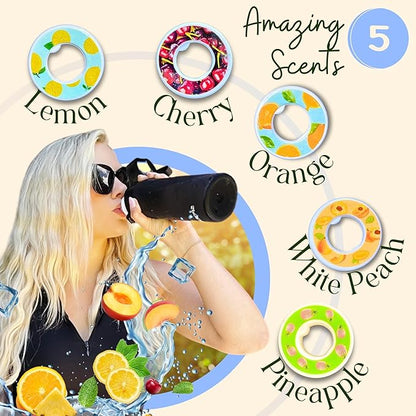 Air Water Bottle 650ml – Water Bottle With 5 Scented Pods, 0% Sugar BPA Free Cup with Bottle & Straw Brushes | Suitable for Outdoor | Sports | Gift Idea (New Black + 5 Pods)