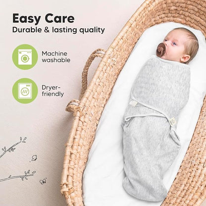 3-Pack Organic Baby Swaddle Sleep Sacks - Newborn Swaddle Sack, Ergonomic Baby Swaddles 0-6 Months, Swaddles for Newborns, Baby Sleep Sack, Baby Swaddle Blanket Wrap,Baby Essentials (Cloud Large)