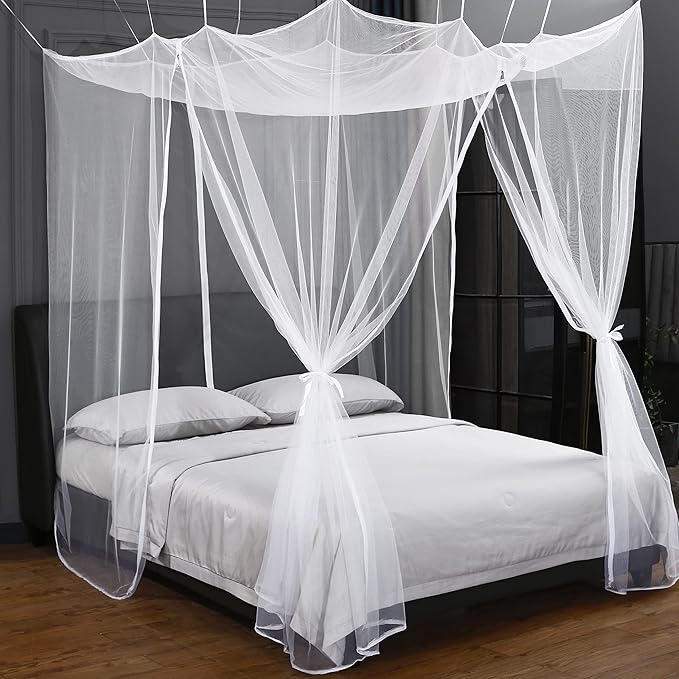 Mengersi Mosquito Net for Bed Canopy with Zipper,Canopy Bed Curtains Single Full,Queen King Size Bed,Mosquito Netting for Patio,Camping,Bug Net for Camping,White