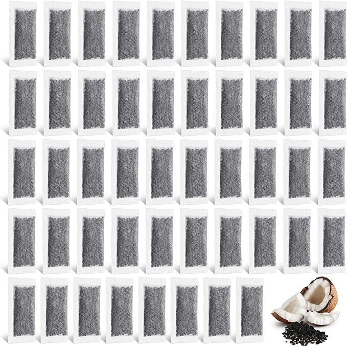 48 Packs Replacement Activated Charcoal Distiller Filters Coconut Shell Activated Carbon Filter Sachets Compatible with Countertop Water Distiller Models