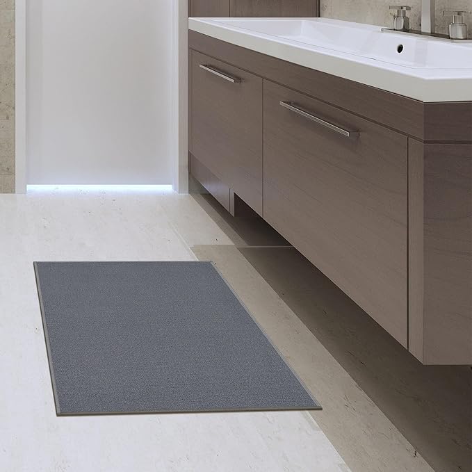 Machine Washable Modern Solid Design Non-Slip Rubberback 2x3 Traditional Area Rug for Entryway, Bedroom, Kitchen, Bathroom, 2'3" x 3', Gray