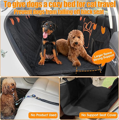 2024 Upgraded Dog Car Seat Cover,Back Seat Extender with Hard Bottom(Holds 480lb),Prevent Dog Falls,Wear-Resistant and Waterproof,Can accommodate 4 Dogs at The Same time.