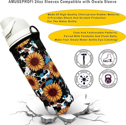 24oz Sleeves Compatible with Owala Sleeve Water Bottle Strap Compatible with Owala Charm Cute Accessories Compatible with Owala FreeSip Stainless Steel 24oz Tritan 25oz Twist 24oz Tumbler