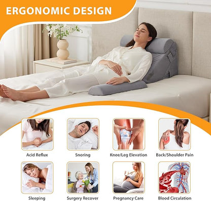 4PCS Orthopedic Bed Wedge Pillow Set for Sleeping, Wedge Pillow for Back Pain Relief, 10-in-1 Adjustable Bed Wedge Pillow Post Surgery, Triangle Pillow for Acid Reflux Snoring Gerd, Velvet