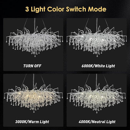 Modern Chandeliers,47.24in Rectangular Crystal Chandelier Chrome, 13-Light Farmhouse Raindrop Chandelier Pendant Light Fixture for Living Room, Kitchen Island 13-Light