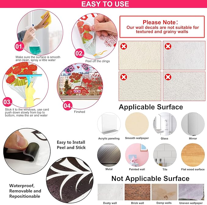 Cherry Blossom Tree Wall Decals, Butterfly Wall Stickers, Pink Flowers Wall Stickers, Removable Vinyl Wall Decor Mural Art for Baby Nursery Bedroom & Living Room Decoration (Zhai-Fly Dandelion 03)