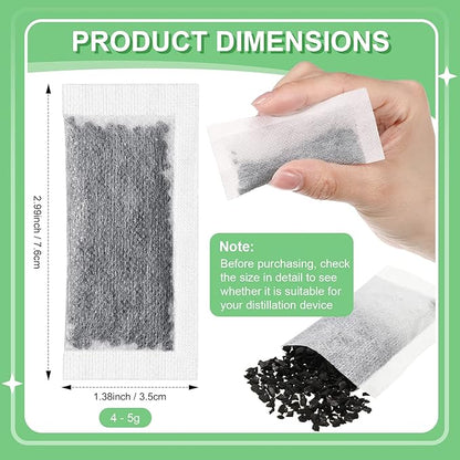 48 Packs Replacement Activated Charcoal Distiller Filters Coconut Shell Activated Carbon Filter Sachets Compatible with Countertop Water Distiller Models