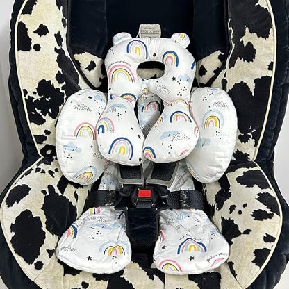 Baby Toddler Stroller Pillow for Newborn, Infant Car Seat Insert Carseat Sleeping Cushion, 2-in-1 Body Ultra-Soft Comfort Support