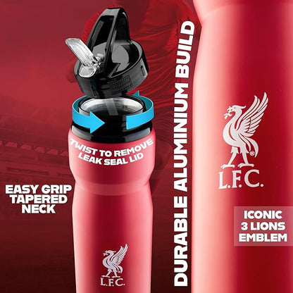 Liverpool FC Water Bottle with Straw - Metal Water Bottle for Soccer Fans Sports Work School Gym Liverpool Gifts for Men