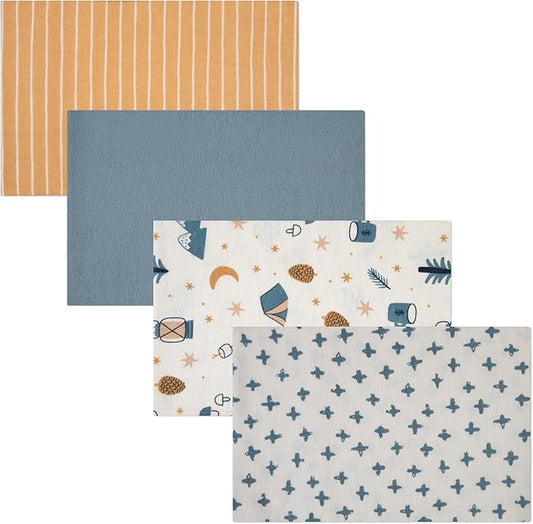 4-Pack Unisex Baby Cotton Flannel Receiving Blankets, One Size Newborn Swaddle Blankets (30 x 30)