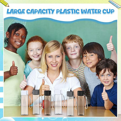 Mifoci 20 Pieces Water Bottle Bulk 17 oz Plastic Water Bottles Bulk Gym Sports Adults Reusable Large Water Bottles for Outdoor Fitness(Grey, White, Black,Rectangle)