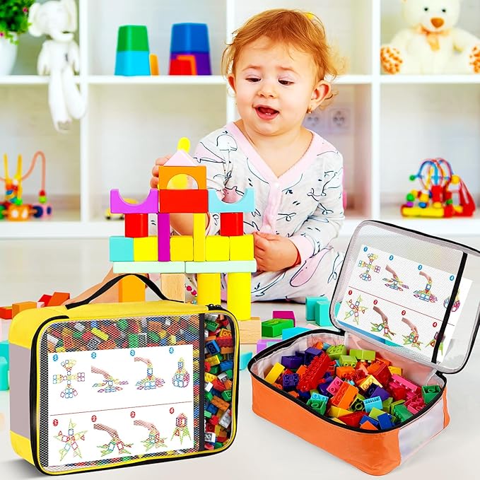 6 Packs Toy Storage Bags with Zipper, Clear PVC Organizing Bags,Waterproof Toy Storage Bags,Toy Organizing Bags for Building Blocks, Books, Puzzle