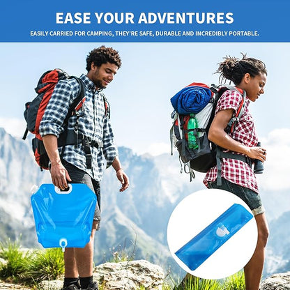Collapsable Emergency Water Storage Bag Bundle Total 4 Pack Each 2.6 Gallon, BPA Free Food Grade Plastic Storage Water Jug, No-Leak Foldable Portable & Freezable Camping Water Container Bag