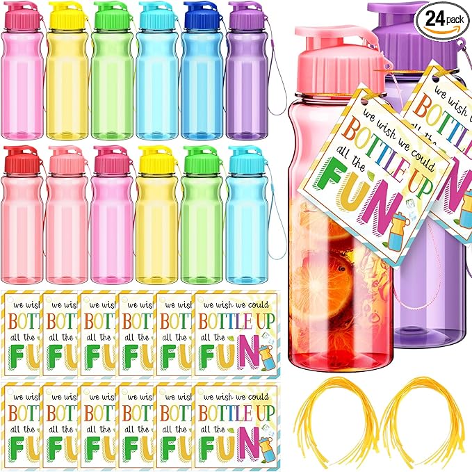 Water Bottles Bulk End of the Year Gifts for Students 18 oz Portable Sports Water Bottle Summer Graduation Student Gifts from Teacher for Kids School Classroom Prizes Goodie Bag (24)